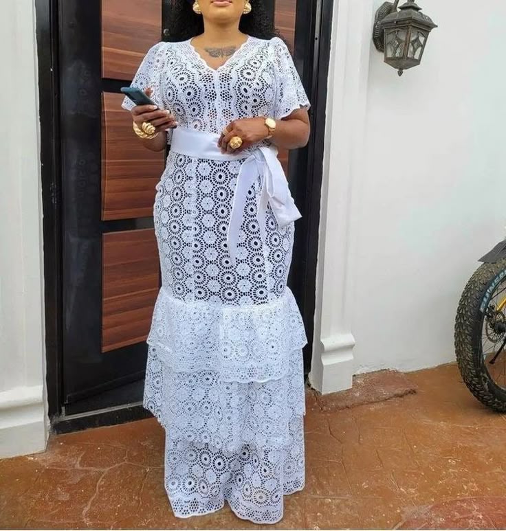 Long Gown White Lace Dress