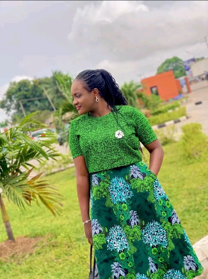 Simple Short Skirt and Blouse with Ankara Material 