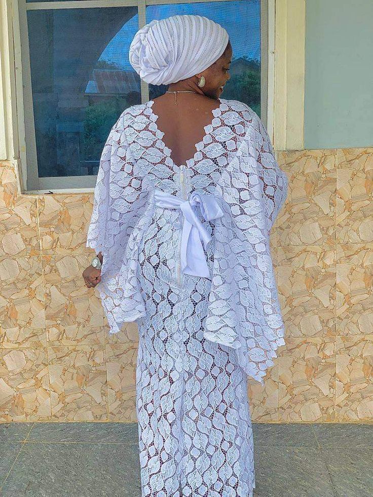 Simple White Lace Gown Styles for Burial in Nigeria 