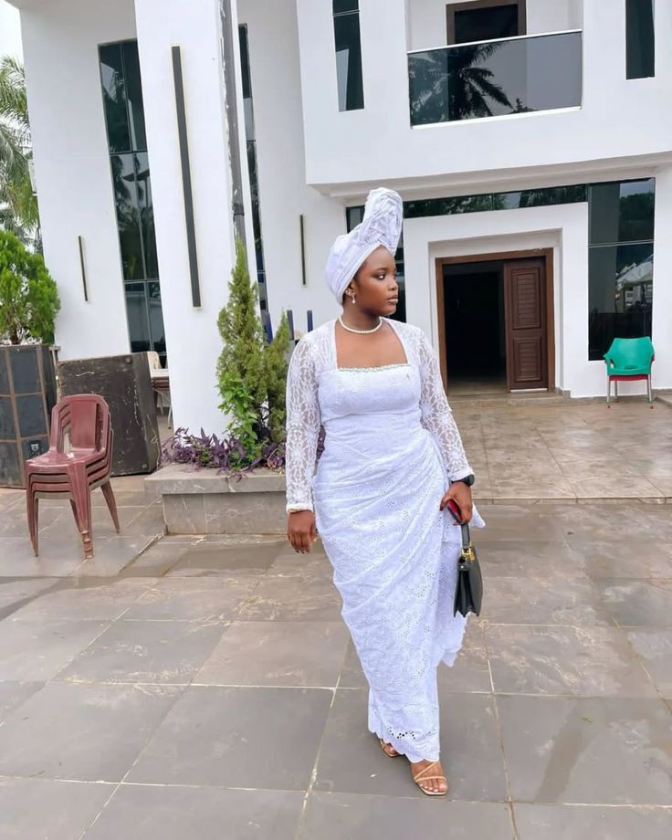 White Lace Gown Styles for Burial