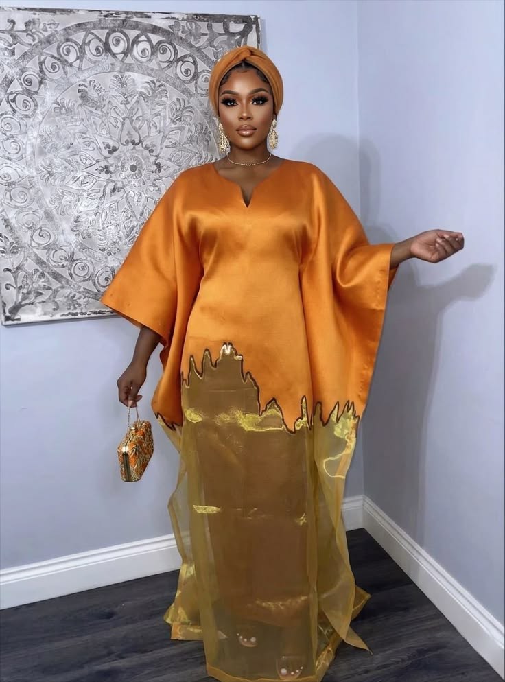 Silk Bubu Gown Styles for Slim Ladies 