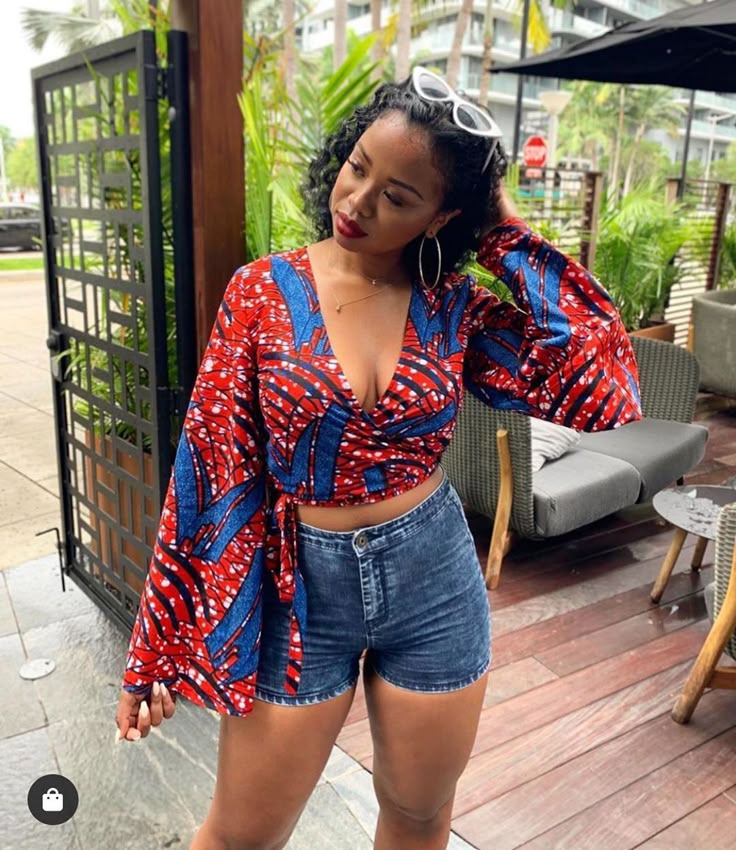 Long sleeve Ankara crop top