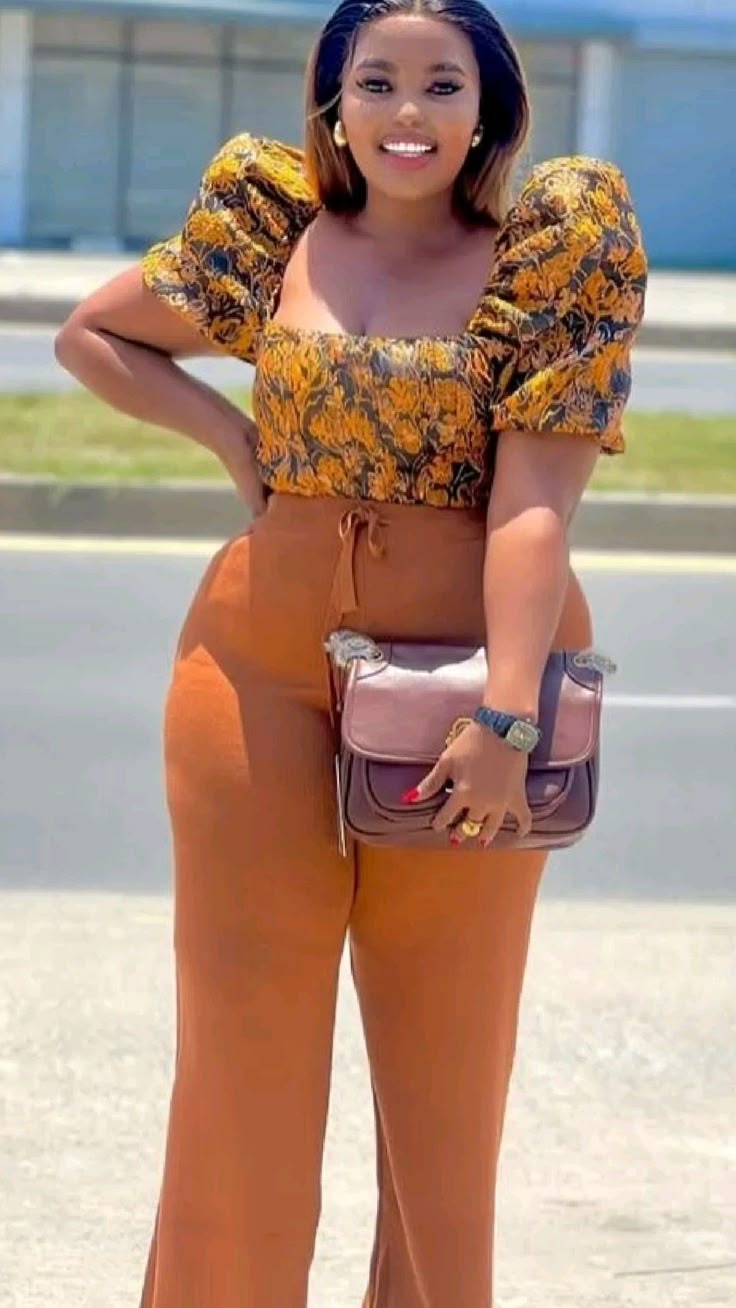 Ankara crop top and jeans
