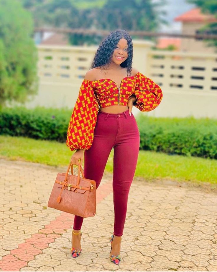 Ankara crop top and jeans
