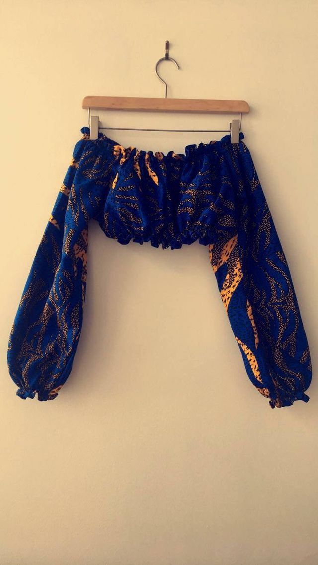 Ankara crop top styles with material ​