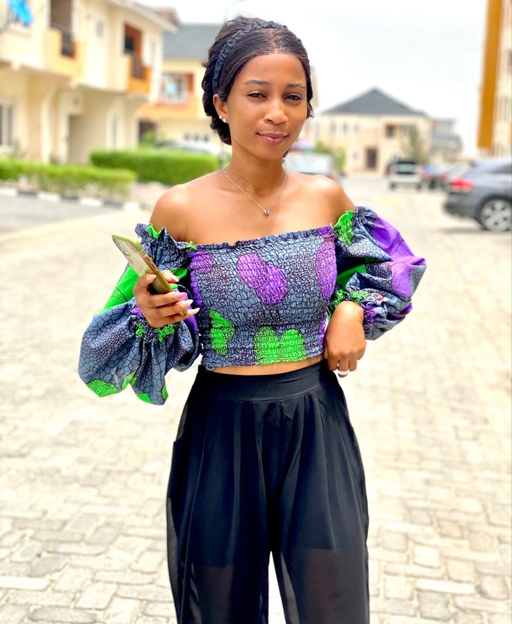 Long sleeve Ankara crop top