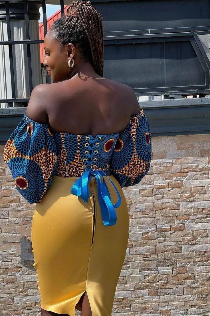 Ankara crop top styles with material ​