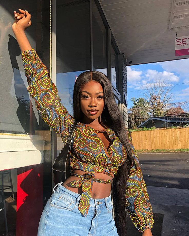 Long sleeve Ankara crop top