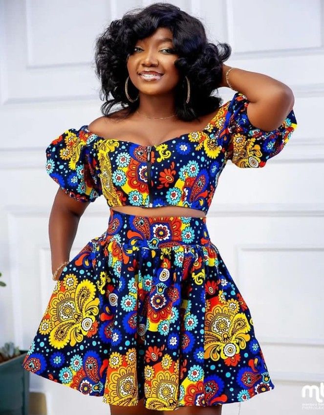 Ankara crop top styles with material ​