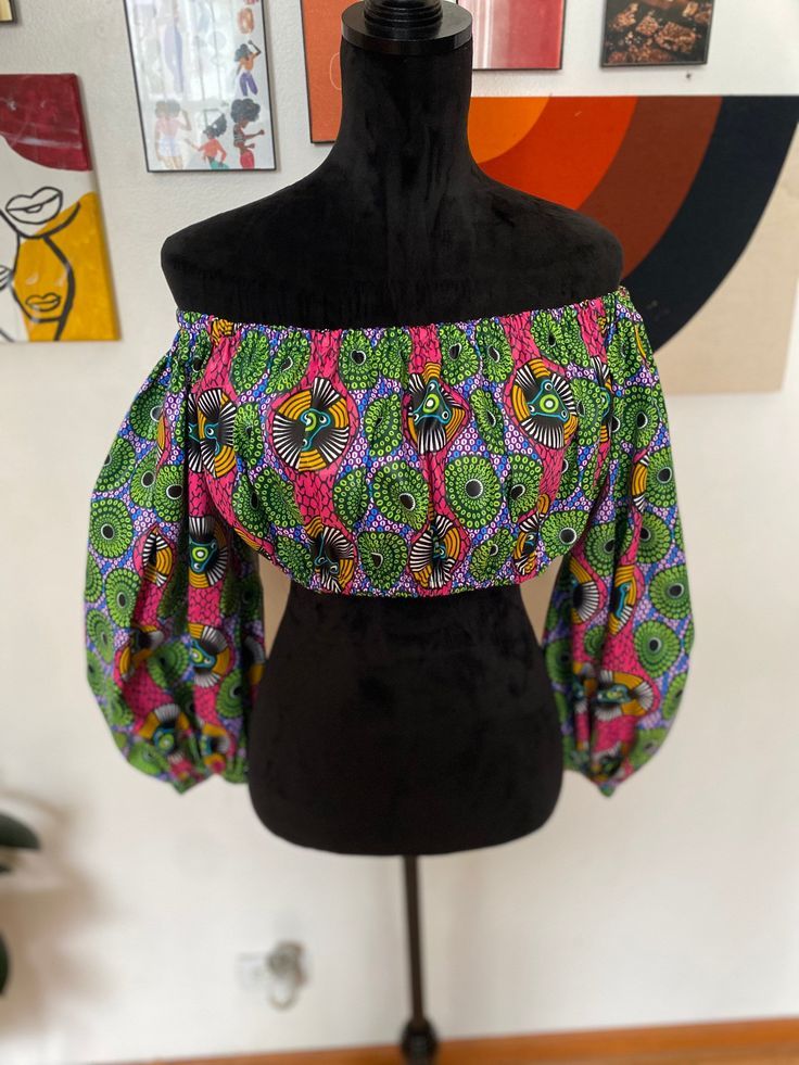 Ankara crop top styles with material ​