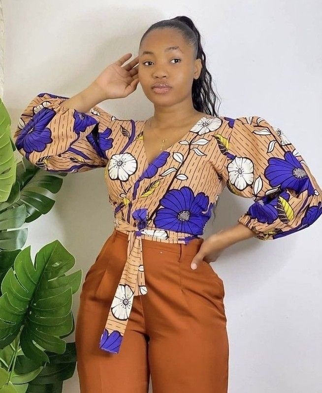 Long sleeve Ankara crop top