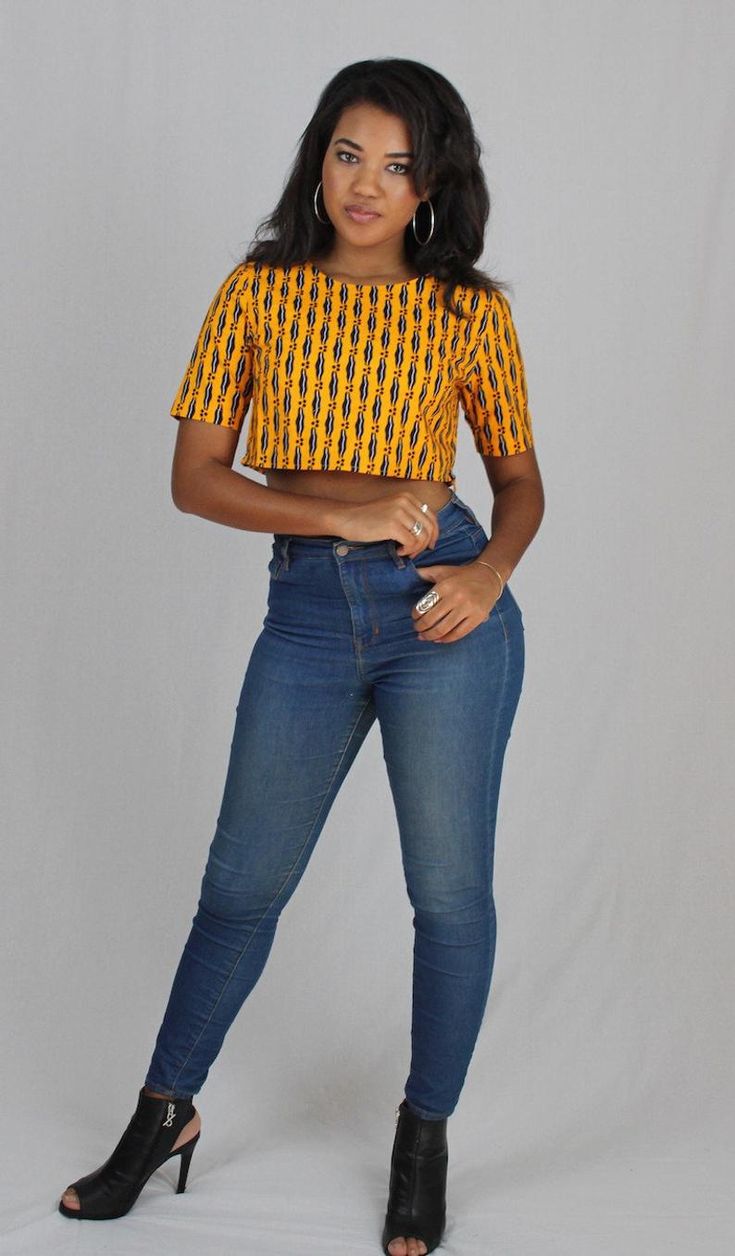 Ankara crop top and jeans