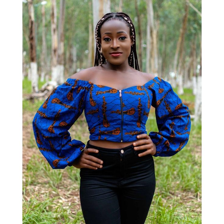 Long sleeve Ankara crop top