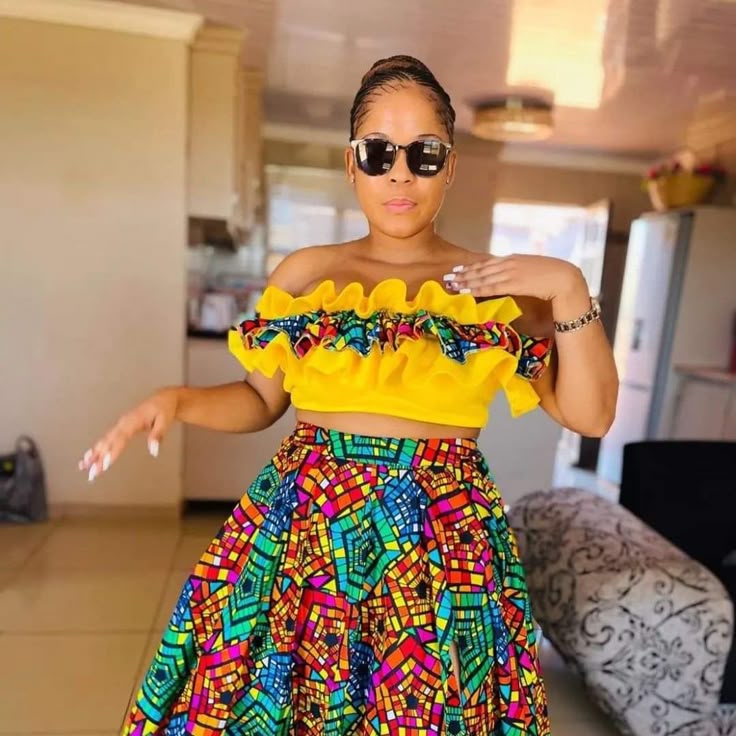 Ankara crop top styles with material ​