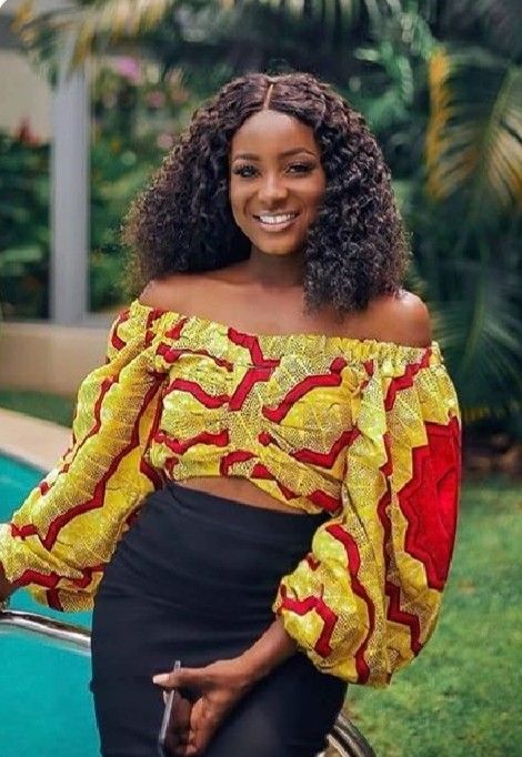 Ankara crop top styles with material ​
