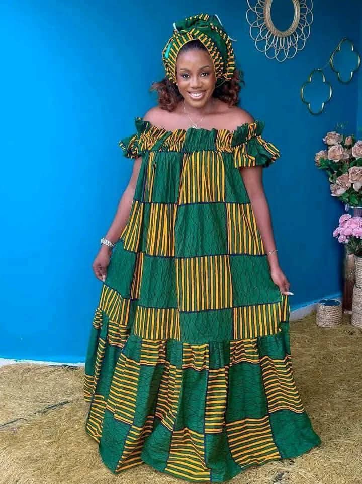 Off-Shoulder Ankara Bubu Gown Ideas