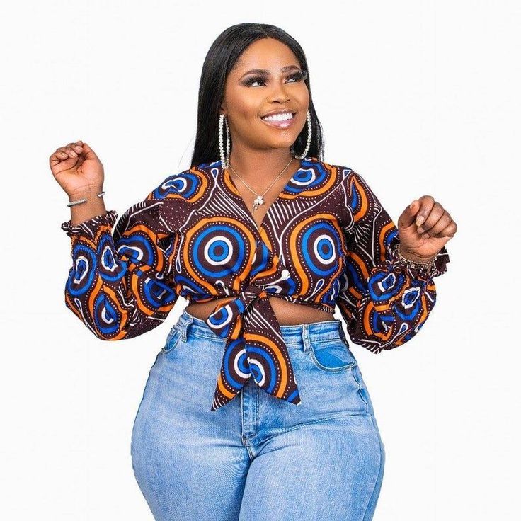 Long sleeve Ankara crop top
