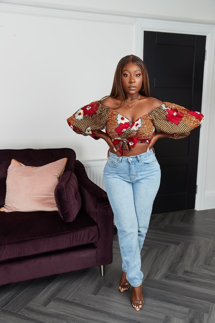 Ankara crop top and jeans