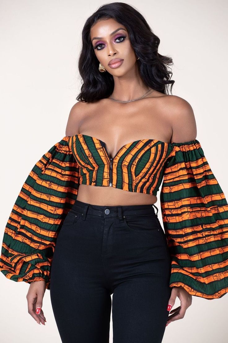 Ankara crop top and jeans