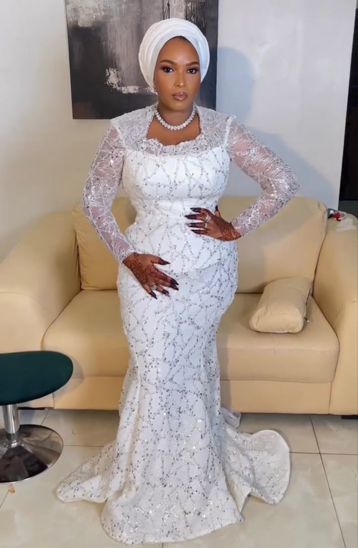 Long White Lace Gown Styles