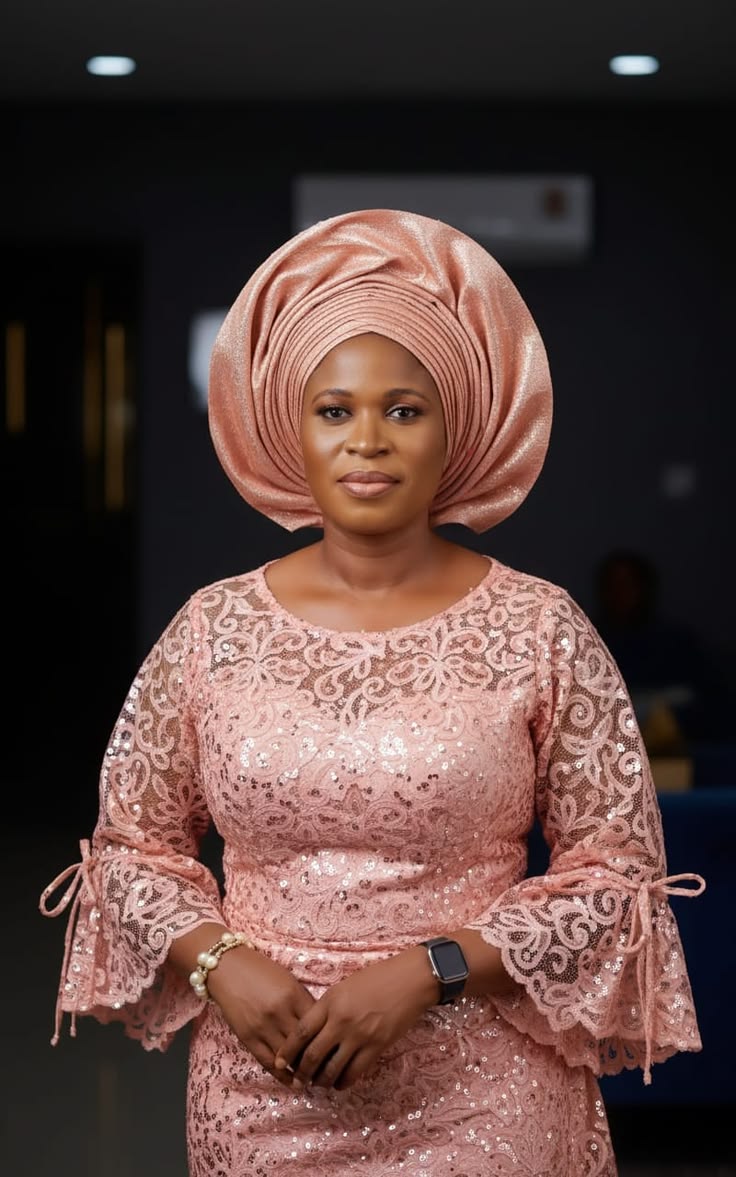 Simple Mature Lace Gown Styles in Nigeria