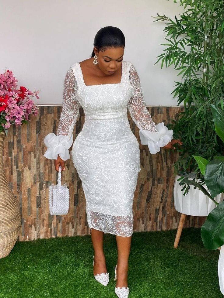Short White Lace Gown Styles