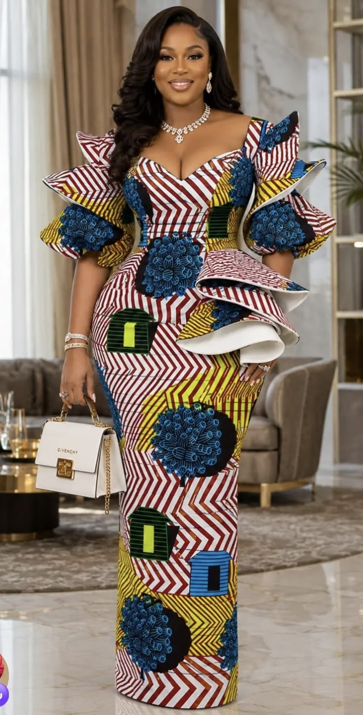 Latest Trendy Ankara Long Gown Designs 