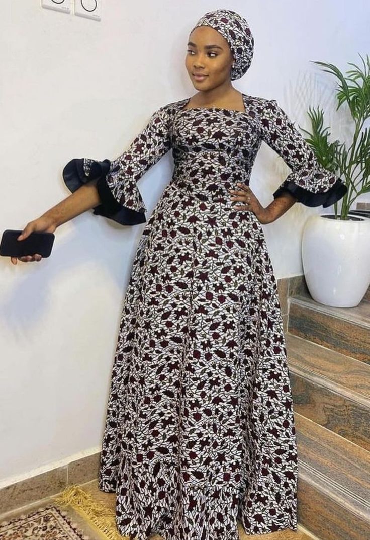 Elegant Ankara Long Gowns with Sleeves