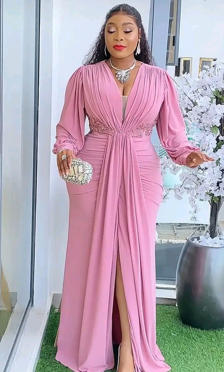 Plain Material Styles for Long Gown