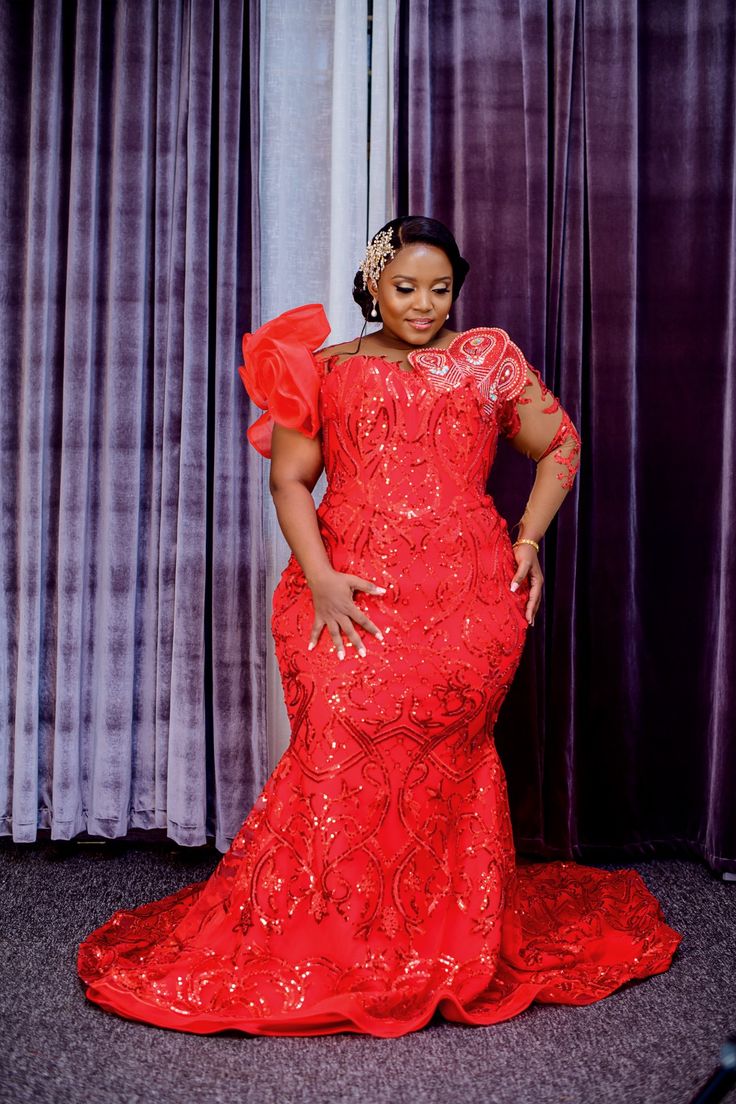 Latest Lace Styles for Plus Size Ladies in Nigeria ​