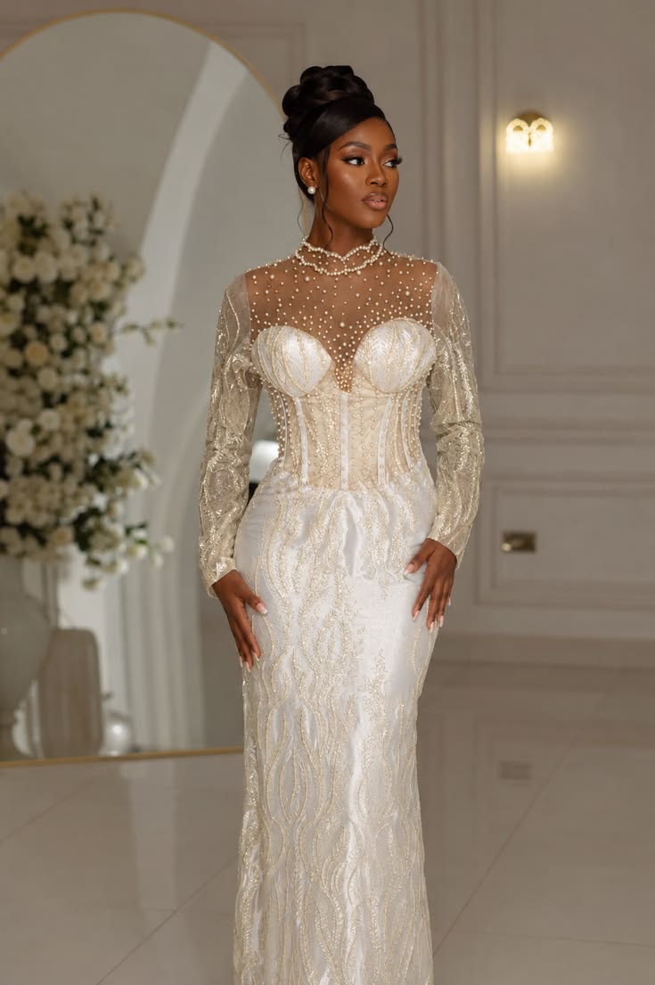 Long White Lace Gown Styles