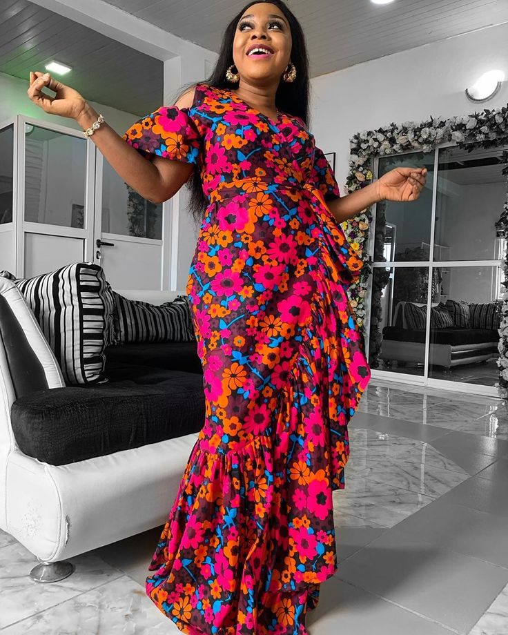 Flowered Chiffon Gown Styles