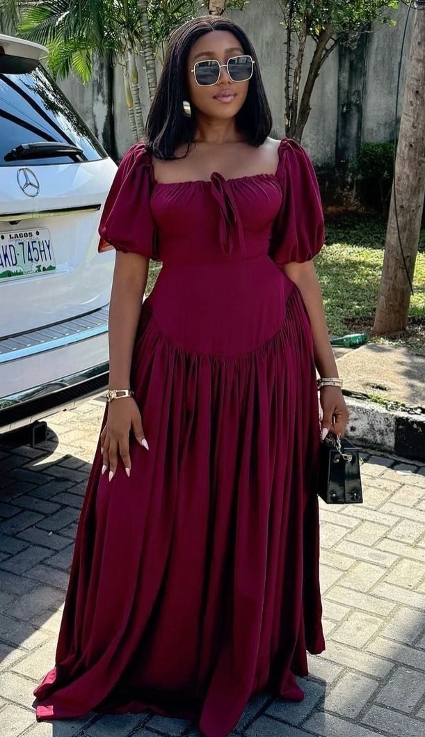 Plain Material Styles for Long Gowns