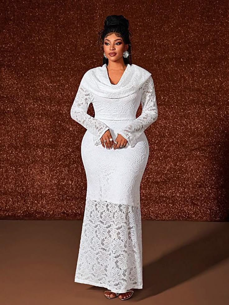 Long White Lace Gown Styles