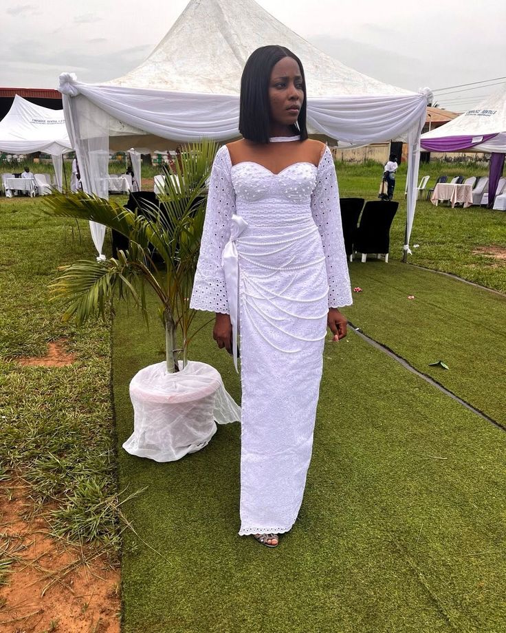 Long White Lace Gown Styles