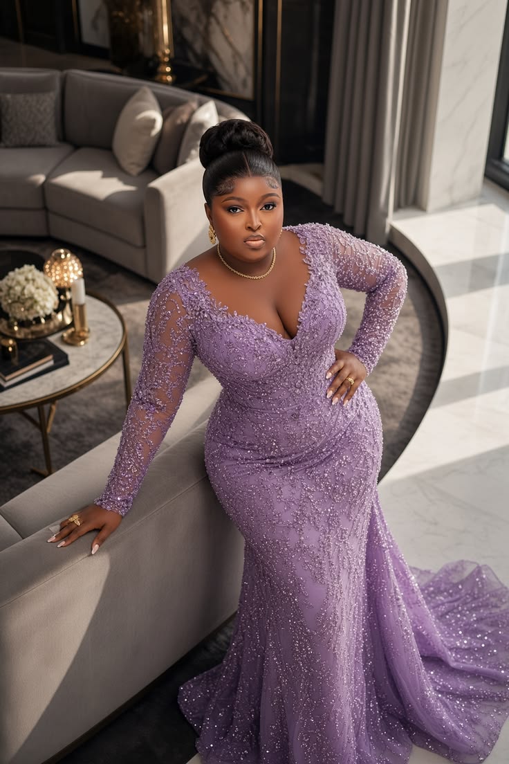 Latest Lace Styles for Plus Size Ladies in Nigeria ​
