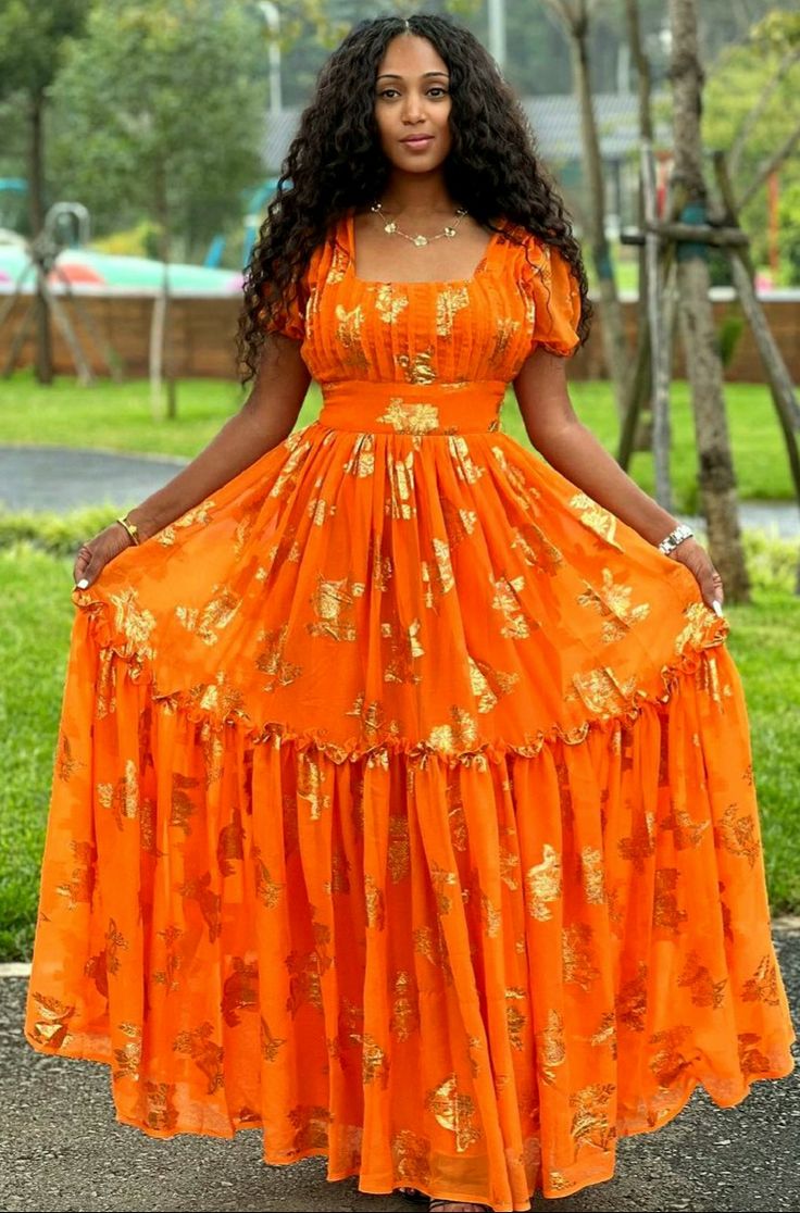 Flowered Chiffon Gown Styles