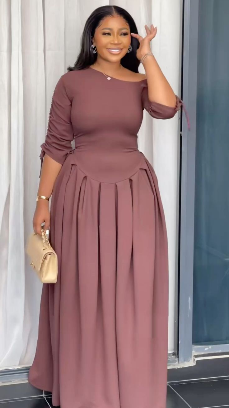 Plain Material Styles for Long Gowns