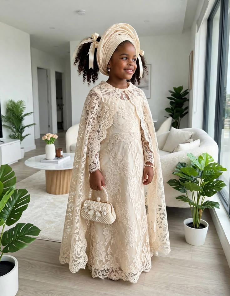 Simple Lace Gown for Girl Child