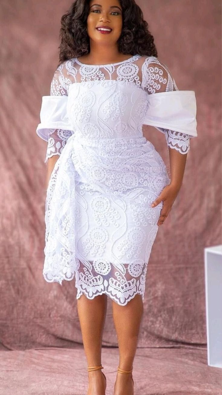 Short White Lace Gown Styles