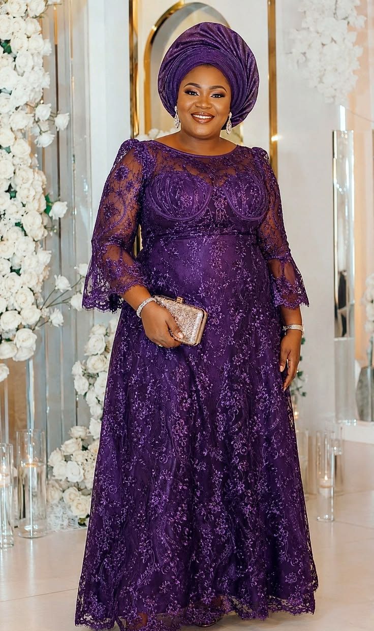 Latest Lace Styles for Plus Size Ladies in Nigeria ​