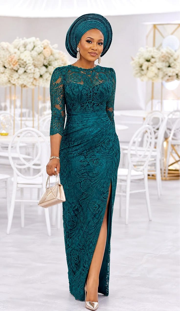 Latest Asoebi Lace Styles for Slim Ladies