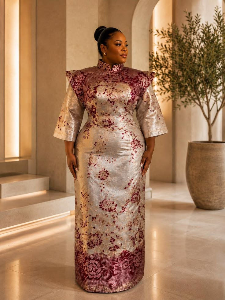 Brocade Long Gown Styles