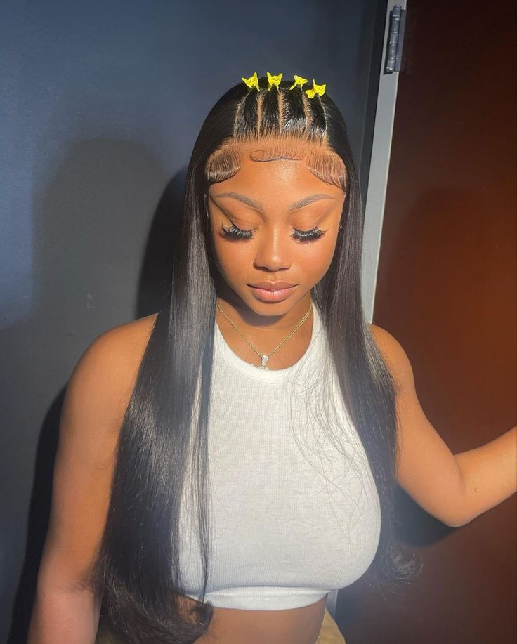 Long Frontal Styles with Straight Hair ​